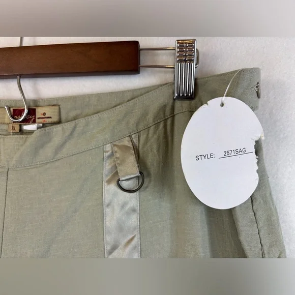 VINTAGE Deadstock Y2K Linen Pant Utility Jogger NEW Green Streetwear 90s Pull XL - Picture 6 of 14